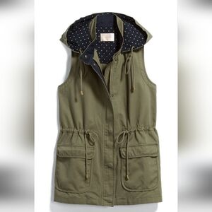 Skies are Blue Olive Green Utility Cargo Vest with Hood Women's Med